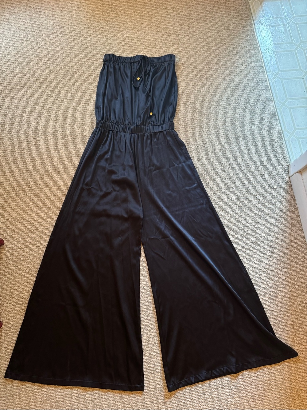 Alexis Black Strapless silk Wide-Leg Jumpsuit